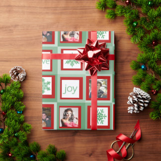 Red and Green Squares Personalized Photo Wrapping Paper