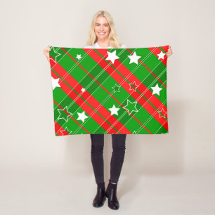 Red And Green Stripes And Lines Fleece Blanket