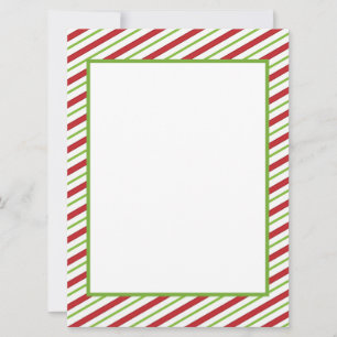 Red and green stripes Christmas stationery Holiday Card
