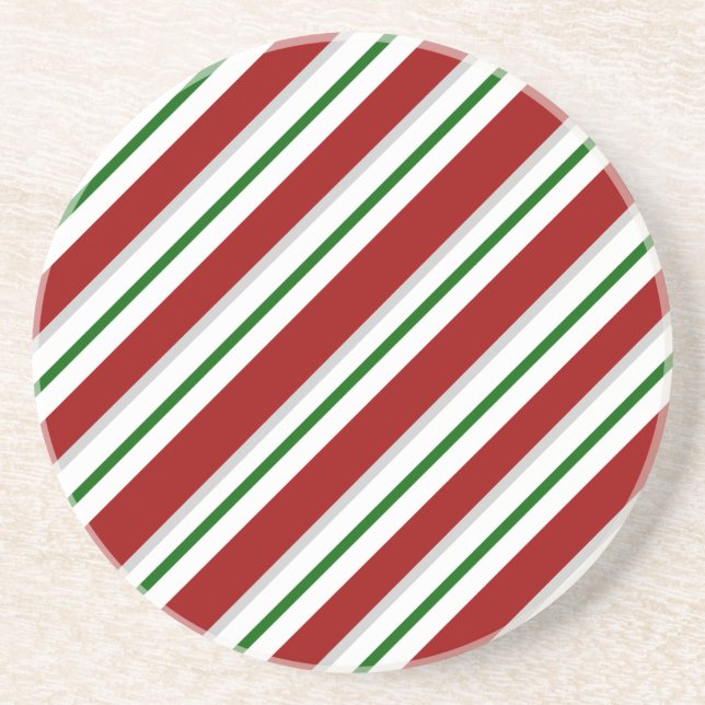 Red and Green Stripes Coaster (Front)