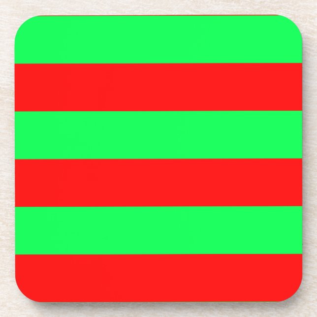 Red and Green Stripes Design Coaster (Front)
