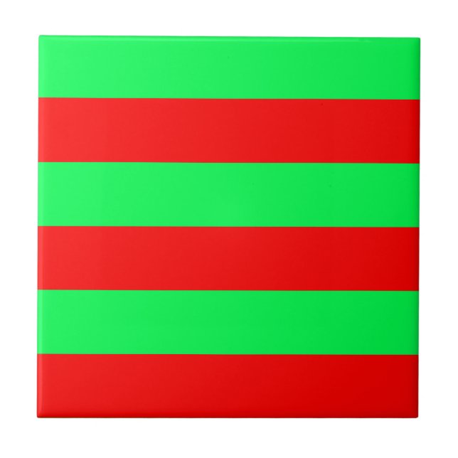 Red and Green Stripes Design Tile (Front)