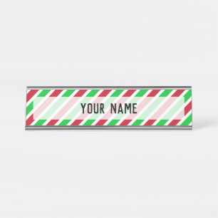 Red and Green Stripes Desk Name Plate