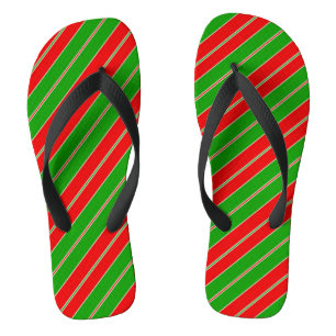 Red and Green Stripes Flip Flops