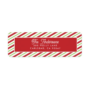 Red and Green Stripes Holiday Return Address