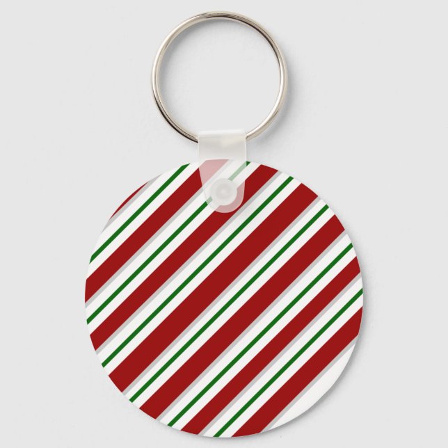 Red and Green Stripes Keychain (Front)
