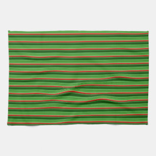 Red and Green Stripes Kitchen Towel