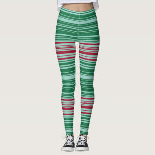 Red and Green Stripes Leggings