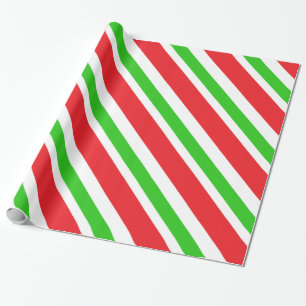 Red and Green Stripes Pattern Wrapping Paper