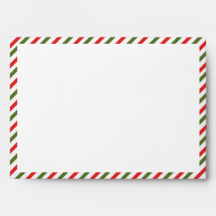 Red and green stripes return address Holiday  Envelope