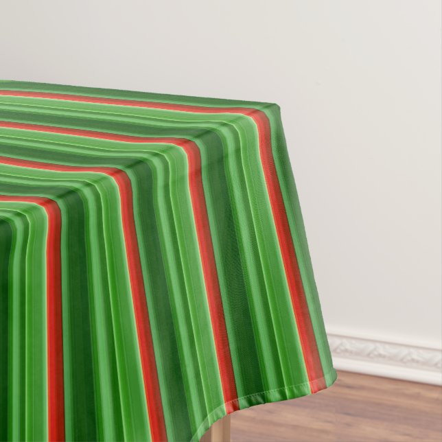 Red and Green Stripes  Tablecloth (In Situ)