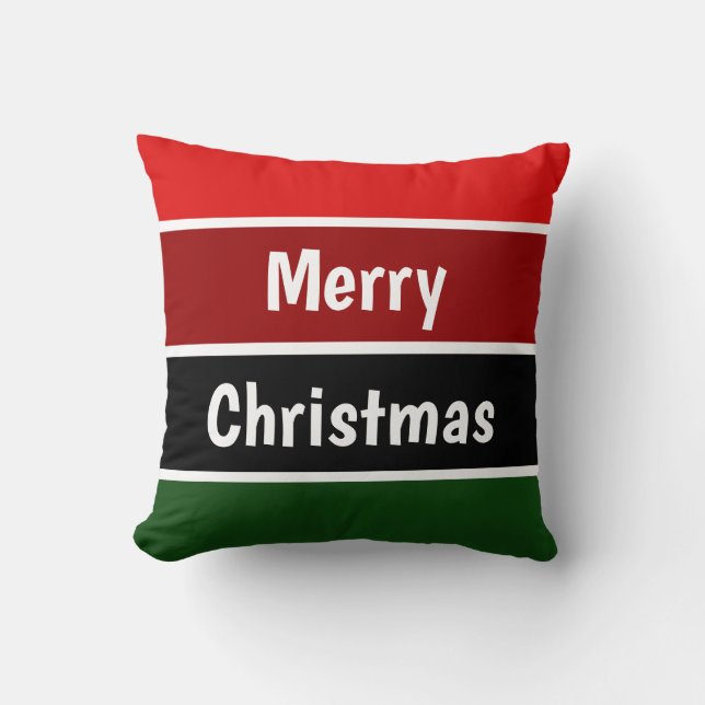 Red And Green Stripes Throw Pillow (Front)