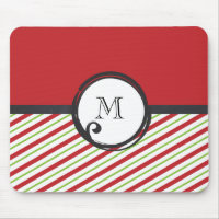 Red And Green Stripes With A Monogram In A Circle