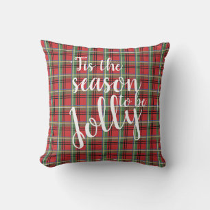 Red and Green Tartan Christmas Plaid Throw Pillow