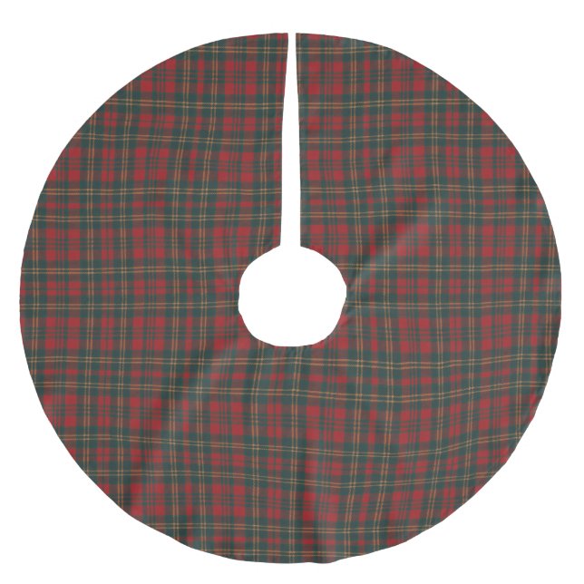 Red and Green Tartan Plaid Brushed Polyester Tree Skirt (Front)
