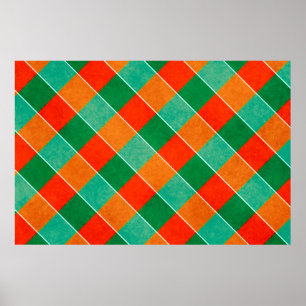 Red and green tartan plaid pattern poster