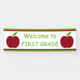 Red and Green Teacher's Apple Personalized Banner