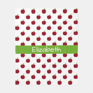 Red and Green Teacher's Apples Personalized Fleece Blanket