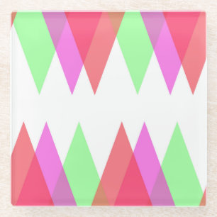 Red and green triangles glass coaster