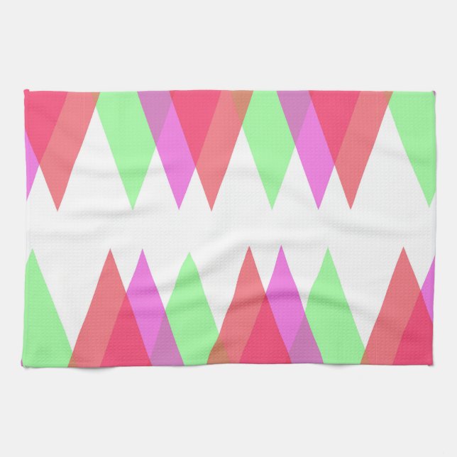 Red and green triangles kitchen towel (Horizontal)