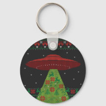 Red and Green UFO Tractor Beam Ugly Christmas