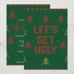 Red and Green Ugly Sweater Party Christmas Invitation