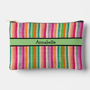Red and Green Vibrant Stripe Accessory Pouch