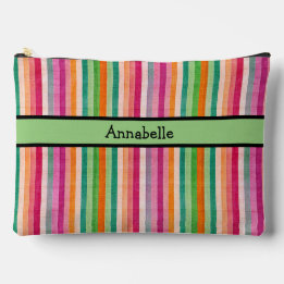 Red and Green Vibrant Stripe  Accessory Pouch