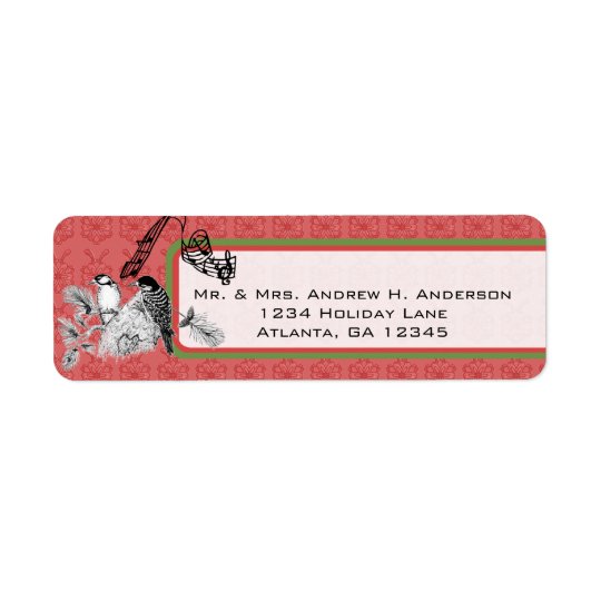 Red and Green Vintage Woodpecker Christmas Labels