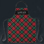 Red and Green Watch Plaid Personalized Holiday Apron<br><div class="desc">Festive seasonal holiday apron features a classic red,  hunter green,  and black watch Scottish tartan plaid pattern with white serif monogram text that can be personalized with a name. Whether you're cooking Christmas dinner,  baking holiday cookies,  or doing dishes,  you'll look stylish this holiday season!</div>