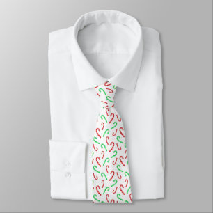 Red and Green Watercolor Candy Cane Pattern    Tie