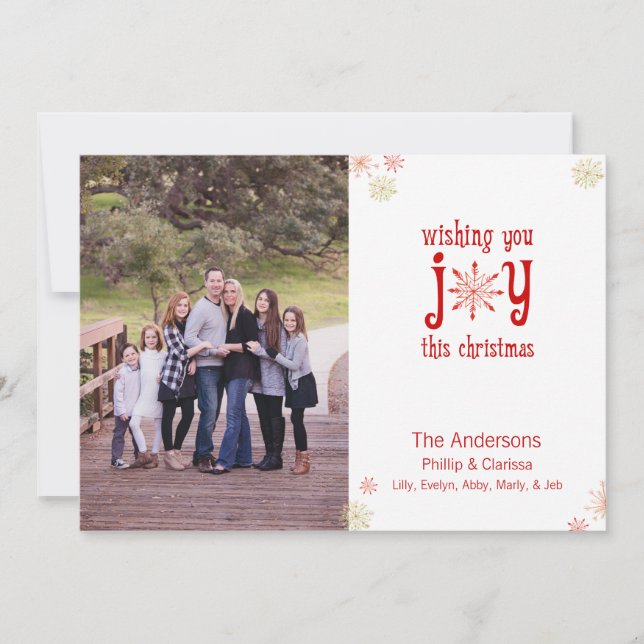 Red and Green Watercolor Snowflake Card (Front)