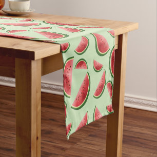 Red And Green Watermelon Fruit Summer Pattern Short Table Runner