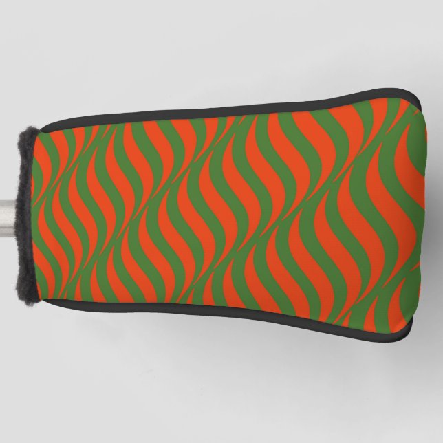 Red and Green Waves Golf Head Cover (Front)