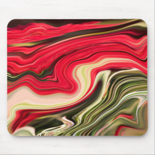 Red and Green Waves Mouse Pad