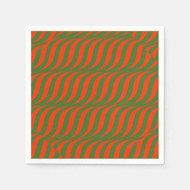 Red and Green Waves Napkin (Front)