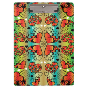 Red and green Whimsical Romantic Hearts pattern Clipboard