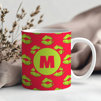 Red and Green XOXO Kissing Lips Personalized Coffee Mug