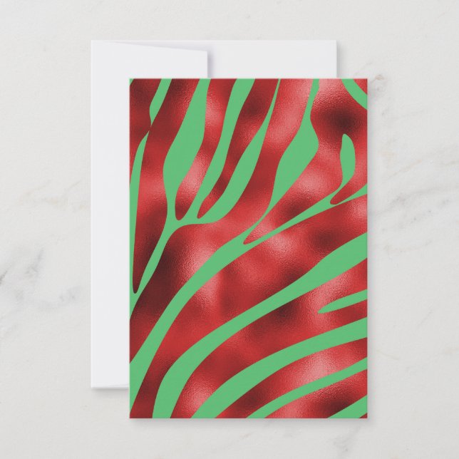 Red and Green Zebra Blank Greeting Card (Front)