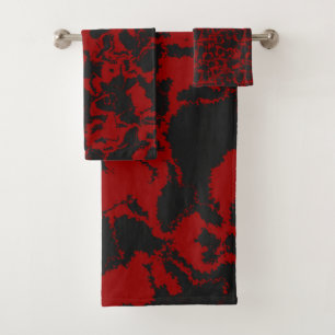 Red and Grey  Bath Towel Set
