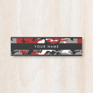 Red and Grey Camo, Camouflage, Military, Army Door Sign