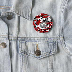 Red and Grey Camouflage, Military, Army 2 Inch Round Button