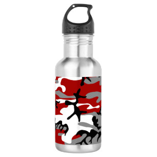 Red and Grey Camouflage, Military, Army 532 Ml Water Bottle