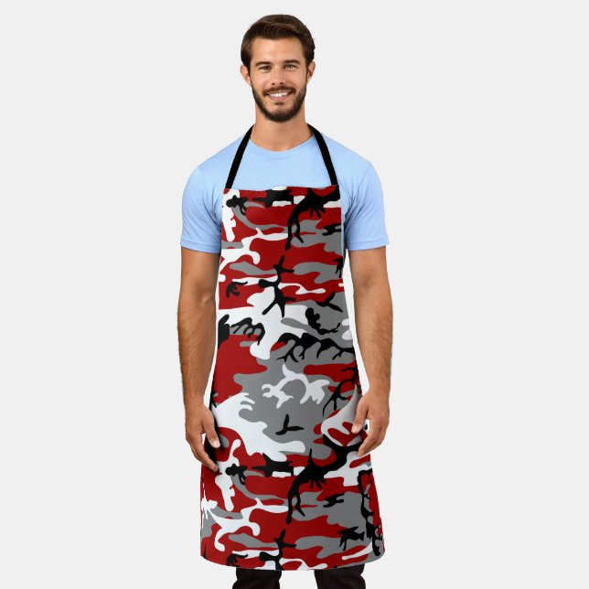 Red and Grey Camouflage, Military, Army Apron (Worn)