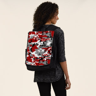 Red and Grey Camouflage, Military, Army Backpack