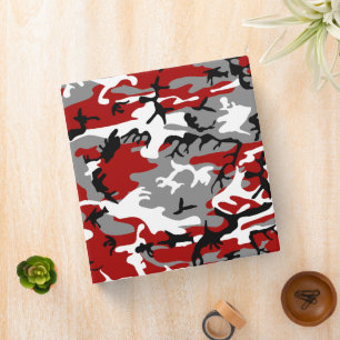 Red and Grey Camouflage, Military, Army Binder