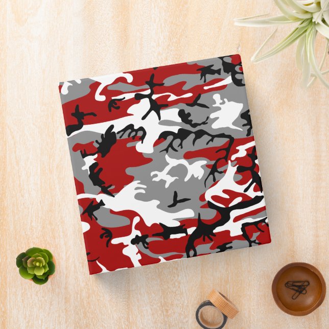 Red and Grey Camouflage, Military, Army Binder (In Situ)