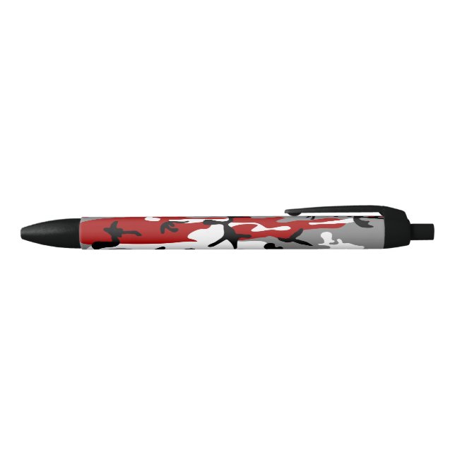 Red and Grey Camouflage, Military, Army Black Ink Pen (Top)