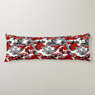 Red and Grey Camouflage, Military, Army Body Pillow