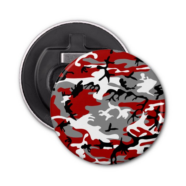 Red and Grey Camouflage, Military, Army Bottle Opener (Front)